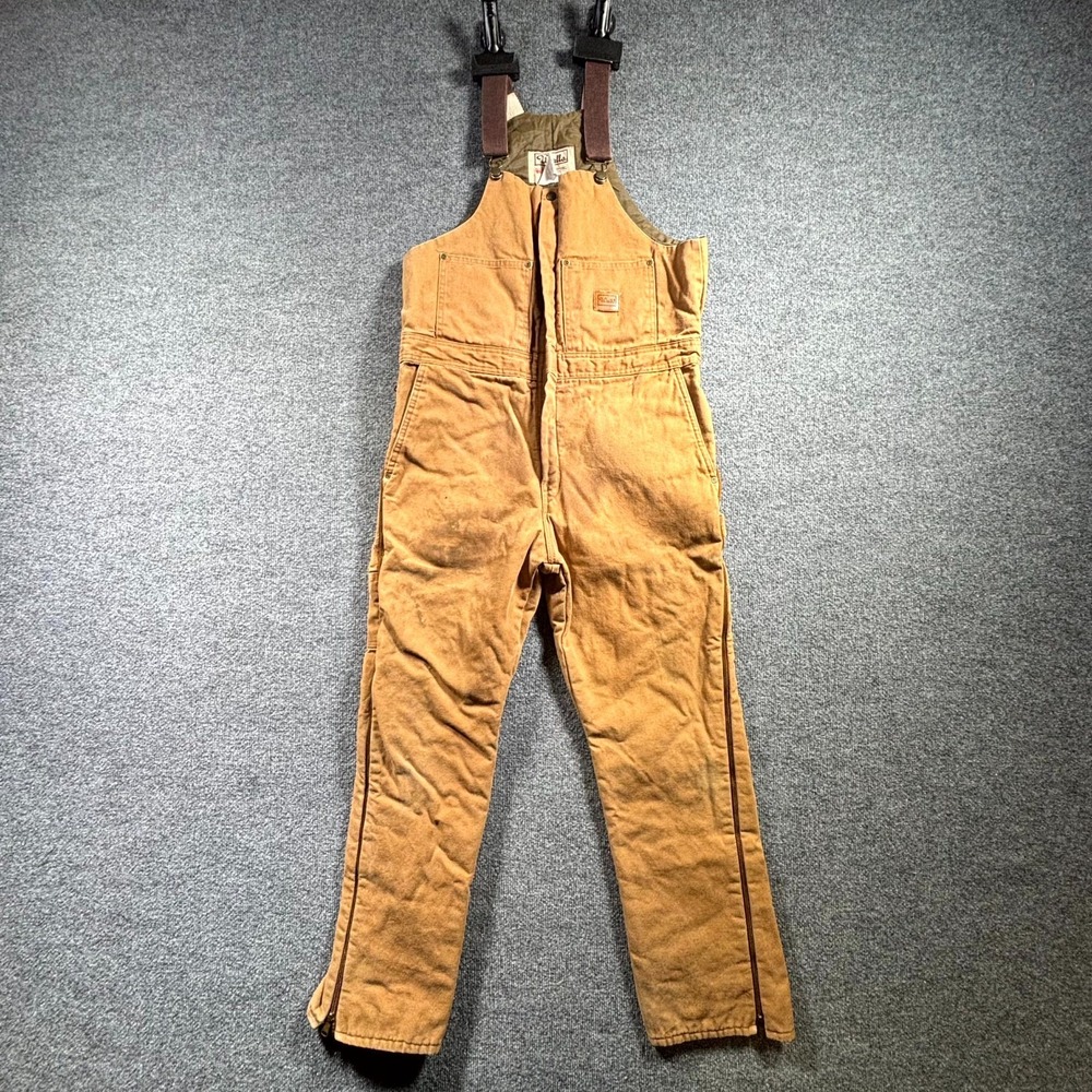 Walls Blizzard Pruf Bib Overalls Men M Tall Brown 100% Cotton Insulated Workwear